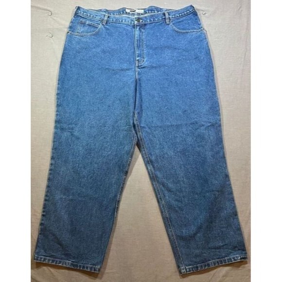 Ckerokee Pants Mens 44 Blue Denim Belted‎ Pocketed Zip Button Jeans Men 44x30. - Picture 1 of 12